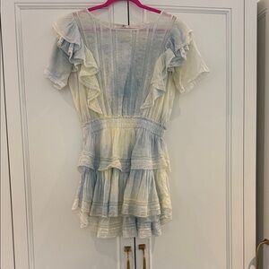 Love Shack Fancy. Natasha Mini Dress. Blue Hand Dye. Size P. GUC.